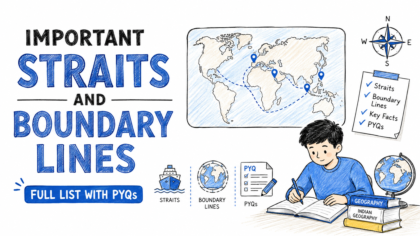 Important Straits and Boundary Lines — Full List with PYQs